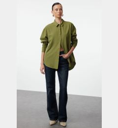 Снимка на Trendyol Dark Khaki Loose Fit Cotton Woven Shirt