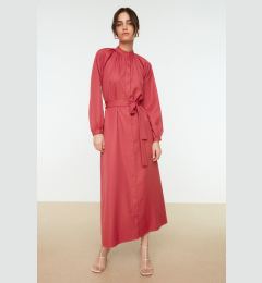 Снимка на Trendyol Dark Pink Belted Judge Collar Woven Shirt Dress