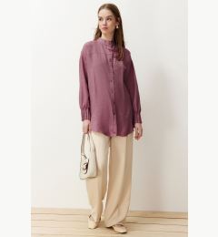 Снимка на Trendyol Dark Pink Linen Aerobin Oversize Woven Shirt