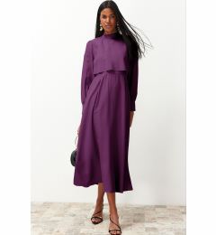 Снимка на Trendyol Dark Purple Aller Piece Detailed Woven Dress