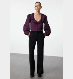 Снимка на Trendyol Dark Purple Lace Detailed Woven Shirt