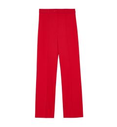 Снимка на Trendyol Dark Red Straight Cut High Waist Ribbed Stitched Woven Trousers