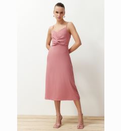 Снимка на Trendyol Dried Rose A-Cut Strap Woven Midi Dress with Chest Detail