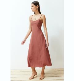 Снимка на Trendyol Dried Rose A-line Midi Strap Woven Dress