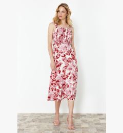 Снимка на Trendyol Dried Rose abstract Patterned A-line Gipe Detail Viscose Midi Woven Dress