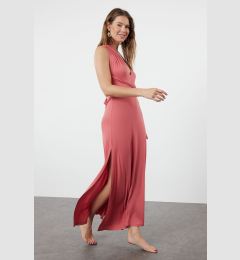 Снимка на Trendyol Dried Rose Belted Maxi Knitted Tie-Up Beach Dress