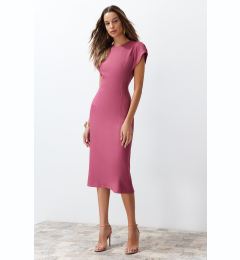 Снимка на Trendyol Dusty Rose Bodycon Low Sleeve Crew Neck Midi Pencil Skirt Woven Dress