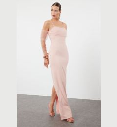 Снимка на Trendyol Dusty Rose Fitted Lined Woven Long Evening Dress