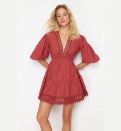 Снимка на Trendyol Dusty Rose Mini Woven Lace Detailed Beach Dress