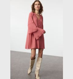 Снимка на Trendyol Dusty Rose Plain Ruffle Mini Woven Winter Dress