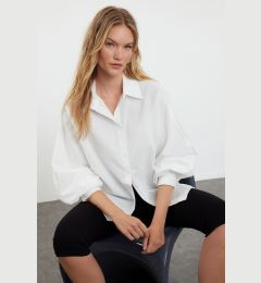 Снимка на Trendyol Ecru Balloon Sleeve Oversize Wide Fit Woven Shirt