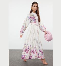 Снимка на Trendyol Ecru Belted Woven Floral Patterned Dress