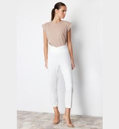 Снимка на Trendyol Ecru Cigarette Ribbed Waist Detail Woven Trousers