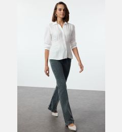 Снимка на Trendyol Ecru Cotton Waist Fitted Shirt