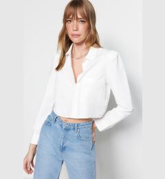 Снимка на Trendyol Ecru Crop Regular Regular Fit Woven Shirt