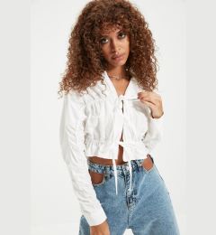 Снимка на Trendyol Ecru Crop Woven Tie Cotton Shirt