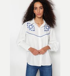 Снимка на Trendyol Ecru Embroidered Cotton Woven Shirt