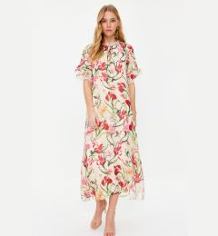 Снимка на Trendyol Ecru Floral Chiffon Evening Dress