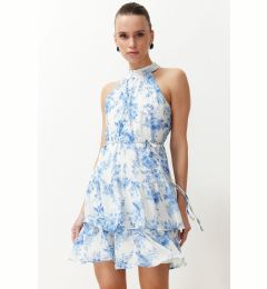 Снимка на Trendyol Ecru Floral Print A-Line Layer Mini Lined Chiffon Woven Dress