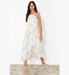 Снимка на Trendyol Ecru Floral Print A-line Ruffle Detail Chiffon lining Maxi Woven Dress