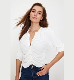 Снимка на Trendyol Ecru Front Button Detailed Gathered Woven Shirt