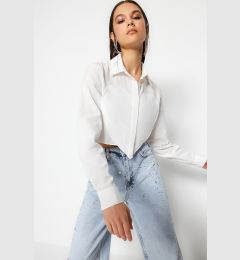 Снимка на Trendyol Ecru Heart Detailed Crop Poplin Shirt