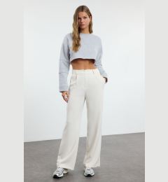 Снимка на Trendyol Ecru High Waist Wide Leg Pleated Woven Fabric Trousers