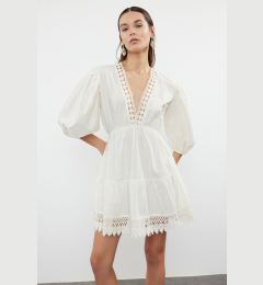 Снимка на Trendyol Ecru Mini Woven Lace Detailed 100% Cotton Beach Dress