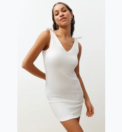 Снимка на Trendyol Ecru Mini Woven Tie Beach Dress