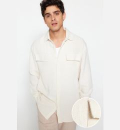 Снимка на Trendyol Ecru Oversize Fit Linen Textured Double Pocket Jacket Shirt