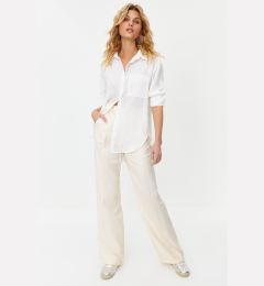 Снимка на Trendyol Ecru Oversize Wide Fit Linen Look Woven Shirt