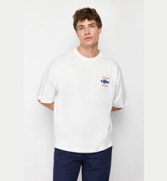 Снимка на Trendyol Ecru Oversize/Wide Cut 100% T-Shirt