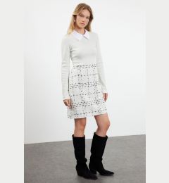 Снимка на Trendyol Ecru Plaid / Checkered Knit Detailed Mini Woven Dress