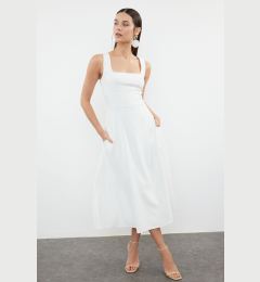 Снимка на Trendyol Ecru Plain Midi Woven Dress