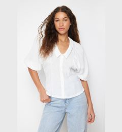 Снимка на Trendyol Ecru Regular Woven Linen Look Shirt with Back Tie Detail