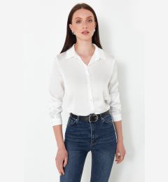 Снимка на Trendyol Ecru Satin Fabric Regular Pattern Woven Shirt