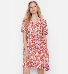 Снимка на Trendyol Ecru Straight Cut Mini Woven Floral Pattern Woven Dress