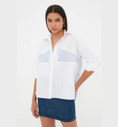 Снимка на Trendyol Ecru Stripe Detailed Oversize Wide Cut Woven Shirt