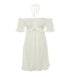 Снимка на Trendyol Ecru Waist Opening Mini Woven Lined Frilly Woven Dress