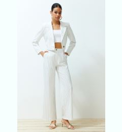 Снимка на Trendyol Ecru Wide Leg/Wide Leg Striped Woven Trousers