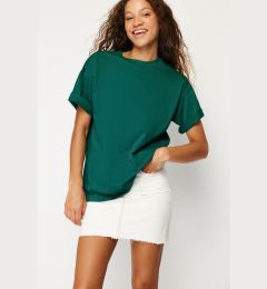 Снимка на Trendyol Emerald Green 100 Cotton Crew Neck Boyfriend/Wide Fit Knitted T-Shirt