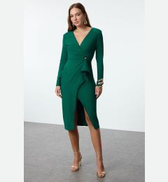 Снимка на Trendyol Emerald Green Accessory Detailed Woven Dress