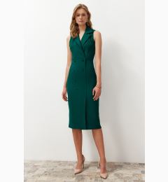 Снимка на Trendyol Emerald Green Bodycon Button Detailed Double Breasted Neck Midi Pencil Skirt Woven Dress