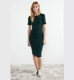 Снимка на Trendyol Emerald Green Crew Neck Ribbed Flexible Knitted Midi Pencil Dress