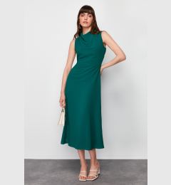 Снимка на Trendyol Emerald Green Degaje Collar Skirt Cut Detail Midi Woven Dress