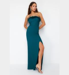 Снимка на Trendyol Emerald Green Fitted Woven Cuffed Evening Evening Dress