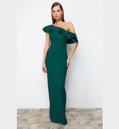 Снимка на Trendyol Emerald Green Flounce Detailed Woven Elegant Evening Dress