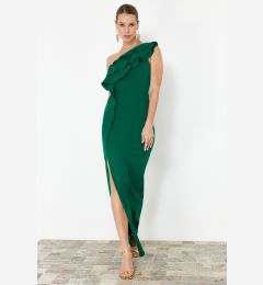 Снимка на Trendyol Emerald Green Flounced One Sleeve Woven Long Evening Dress