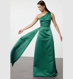 Снимка на Trendyol Emerald Green One Shoulder Woven Satin Evening Dress & Graduation Dress