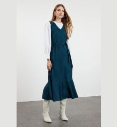 Снимка на Trendyol Emerald Green Striped Woven Gilet Dress